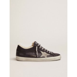 Super-Star sneakers in black leather with shearling padding