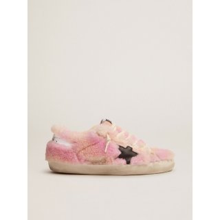 Super-Star sneakers with upper and lining in pink tie-dye shearling