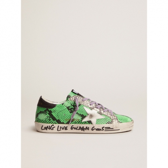 Super-Star sneakers in two-tone snake-print leather