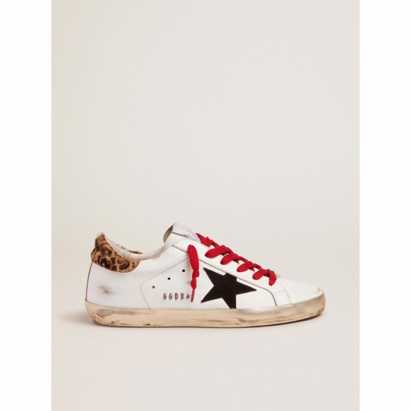 Super-Star sneakers with leopard-print heel tab and red laces