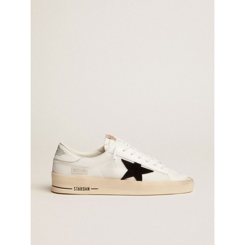 Stardan sneakers in white mesh with black suede star and white leather heel tab